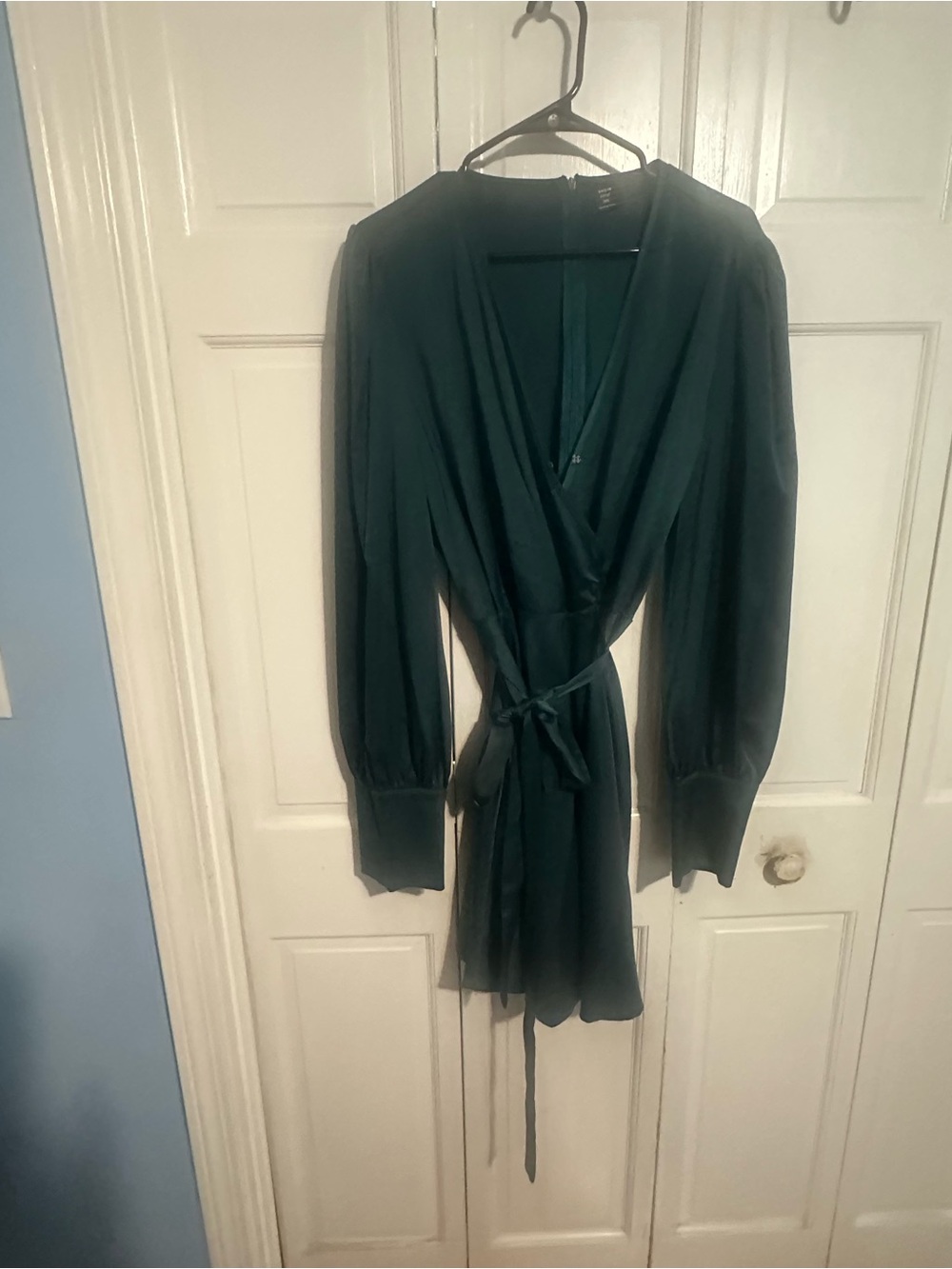 SHEIN Dark Green Long Sleeve Wrap Dress